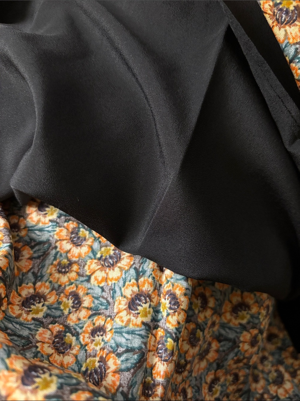 NWT Tulip B Vintage Inspired Floral Midi Skirt Black Orange Green Sunflowers XL - Picture 4 of 6